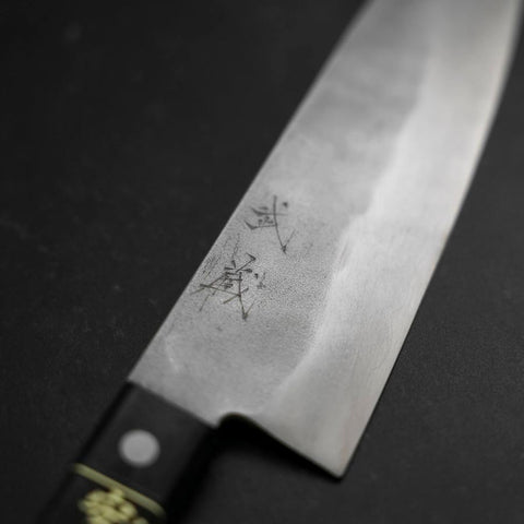 Santoku Silver Steel #3 Nashiji Western Black Handle 180mm (7”)-[Musashi]-[Couteaux de cuisine japonais]