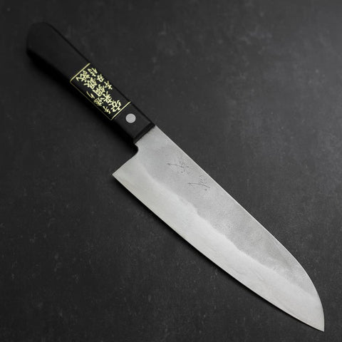 Santoku Silver Steel #3 Nashiji Western Black Handle 180mm (7”)-[Musashi]-[Couteaux de cuisine japonais]