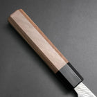 Santoku Silver Steel #3 Nawame Damas Manche en Buffle et Noyer 165mm-[Musashi]-[Couteaux de cuisine japonais]
