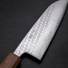Santoku Silver Steel #3 Nawame Damascus Yaki Urushi Handle 165mm (6.5”)-[Musashi]-[Couteaux de cuisine japonais]