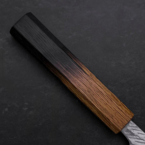 Santoku Silver Steel #3 Nawame Damascus Yaki Urushi Handle 165mm (6.5”)-[Musashi]-[Couteaux de cuisine japonais]