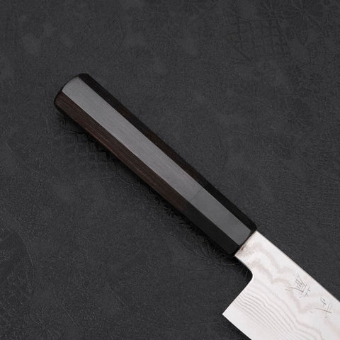 Santoku Silver Steel #3 Nickel en Vagues Damas Manche en Buffle et Ébène 165mm-[Musashi]-[Couteaux de cuisine japonais]