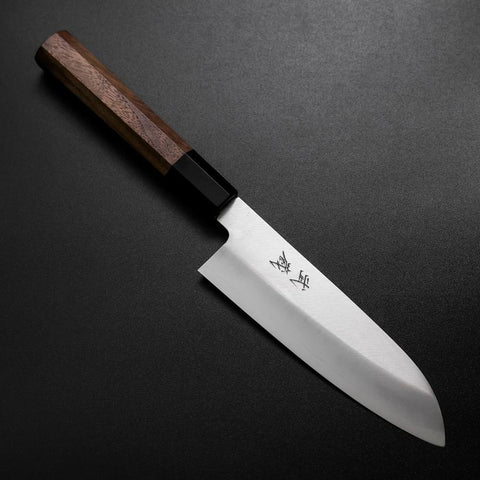 Santoku Silver Steel #3 Poli Manche Buffle et Noyer 155mm-[Musashi]-[Couteaux de cuisine japonais]