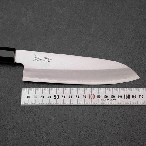 Santoku Silver Steel #3 Poli Manche en Buffle et Ébène 165mm-[Musashi]-[Couteaux de cuisine japonais]