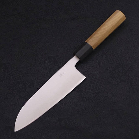 Santoku Silver Steel #3 Poli Manche en Buffle et Magnolia 165mm-[Musashi]-[Couteaux de cuisine japonais]