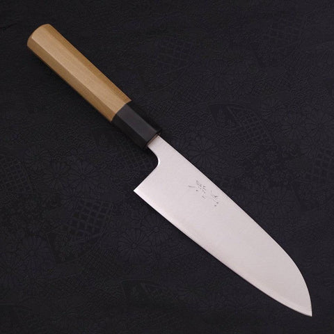 Santoku Silver Steel #3 Poli Manche en Buffle et Magnolia 165mm-[Musashi]-[Couteaux de cuisine japonais]