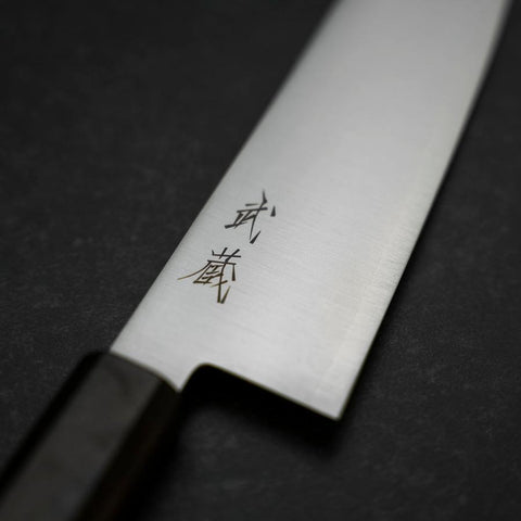 Santoku Silver Steel #3 Poli Manche en Ébène 180mm-[Musashi]-[Couteaux de cuisine japonais]