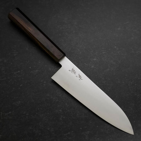 Santoku Silver Steel #3 Poli Manche en Ébène 180mm-[Musashi]-[Couteaux de cuisine japonais]