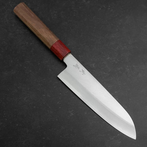 Santoku Silver Steel #3 Poli Manche en Noyer 165mm-[Musashi]-[Couteaux de cuisine japonais]