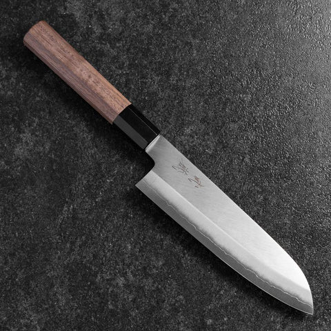 Santoku Silver Steel #3 Polished Buffalo Walnut Handle 170mm (6.7”)-[Musashi]-[Couteaux de cuisine japonais]