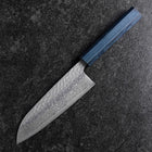 Santoku Silver Steel #3 Tsuchime Damas Manche Urushi Bleu Sombre 170mm-[Musashi]-[Couteaux de cuisine japonais]