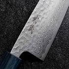 Santoku Silver Steel #3 Tsuchime Damas Manche Urushi Bleu Sombre 170mm-[Musashi]-[Couteaux de cuisine japonais]