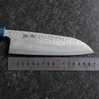 Santoku Silver Steel #3 Tsuchime Damas Manche Urushi Bleu Sombre 170mm-[Musashi]-[Couteaux de cuisine japonais]