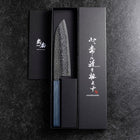 Santoku Silver Steel #3 Tsuchime Damas Manche Urushi Bleu Sombre 170mm-[Musashi]-[Couteaux de cuisine japonais]