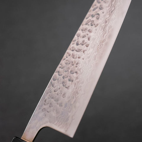 Santoku Silver Steel #3 Tsuchime Damas Manche en Buffle et Ébène 170mm-[Musashi]-[Couteaux de cuisine japonais]