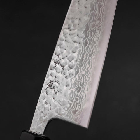 Santoku Silver Steel #3 Tsuchime Damas Manche en Buffle et Magnolia 170mm-[Musashi]-[Couteaux de cuisine japonais]