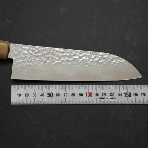 Santoku Silver Steel #3 Tsuchime Damas Manche en Buffle et Magnolia 170mm-[Musashi]-[Couteaux de cuisine japonais]