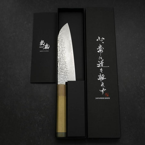 Santoku Silver Steel #3 Tsuchime Damas Manche en Buffle et Magnolia 170mm-[Musashi]-[Couteaux de cuisine japonais]
