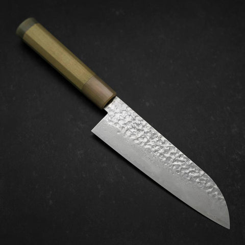 Santoku Silver Steel #3 Tsuchime Damas Manche en Buffle et Magnolia 170mm-[Musashi]-[Couteaux de cuisine japonais]