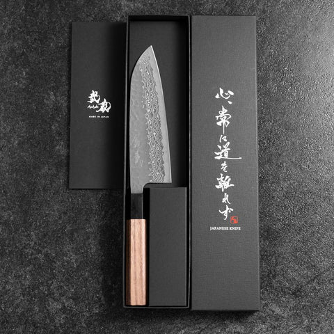 Santoku Silver Steel #3 Tsuchime Damas Manche en Noyer 170mm-[Musashi]-[Couteaux de cuisine japonais]
