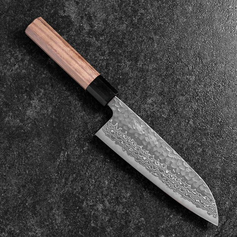 Santoku Silver Steel #3 Tsuchime Damas Manche en Noyer 170mm-[Musashi]-[Couteaux de cuisine japonais]