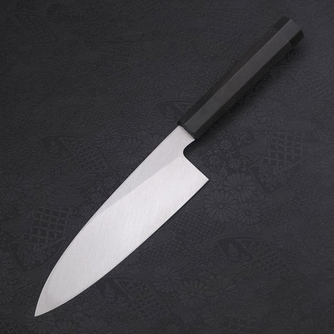 Santoku Simple-Tranchant White Steel #2 Kasumi Manche en Buffle et Ébène 180mm-[Musashi]-[Couteaux de cuisine japonais]