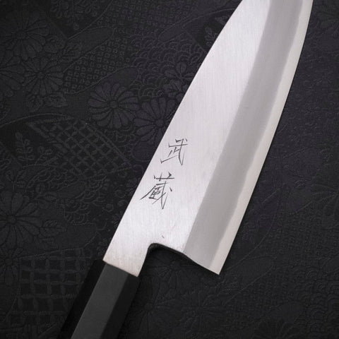 Santoku Simple-Tranchant White Steel #2 Kasumi Manche en Buffle et Ébène 180mm-[Musashi]-[Couteaux de cuisine japonais]