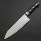 Santoku Stainless Clad Blue Steel #2 Poli Manche en Turquoise et Micarta Vert 180mm-[Musashi]-[Couteaux de cuisine japonais]