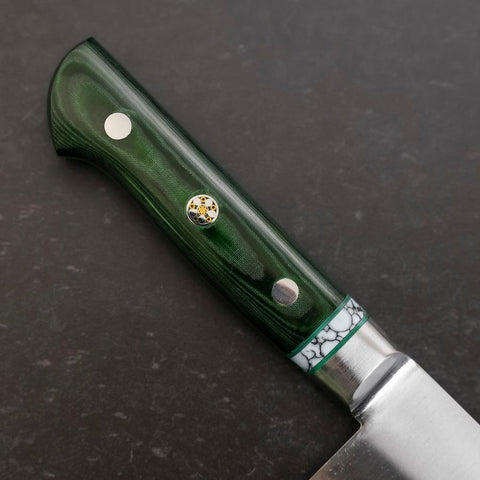 Santoku Stainless Clad Blue Steel #2 Poli Manche en Turquoise et Micarta Vert 180mm-[Musashi]-[Couteaux de cuisine japonais]