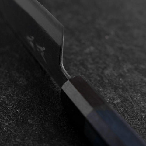 Santoku Stainless Clad Blue Super Kurouchi Blue Urushi Handle 165mm (6.5”)-[Musashi]-[Couteaux de cuisine japonais]