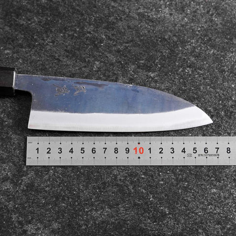 Santoku Stainless Clad Blue Super Kurouchi Blue Urushi Handle 165mm (6.5”)-[Musashi]-[Couteaux de cuisine japonais]