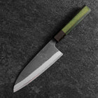 Santoku Stainless Clad Blue Super Kurouchi Green Urushi Handle 165mm (6.5”)-[Musashi]-[Couteaux de cuisine japonais]