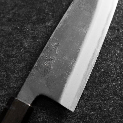 Santoku Stainless Clad Blue Super Kurouchi Green Urushi Handle 165mm (6.5”)-[Musashi]-[Couteaux de cuisine japonais]