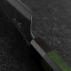 Santoku Stainless Clad Blue Super Kurouchi Green Urushi Handle 165mm (6.5”)-[Musashi]-[Couteaux de cuisine japonais]