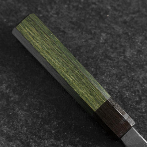 Santoku Stainless Clad Blue Super Kurouchi Green Urushi Handle 165mm (6.5”)-[Musashi]-[Couteaux de cuisine japonais]