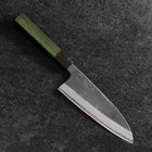 Santoku Stainless Clad Blue Super Kurouchi Green Urushi Handle 165mm (6.5”)-[Musashi]-[Couteaux de cuisine japonais]