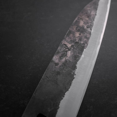 Santoku Stainless Clad Blue steel #2 Kurouchi Manche en Noyer 165mm-[Musashi]-[Couteaux de cuisine japonais]