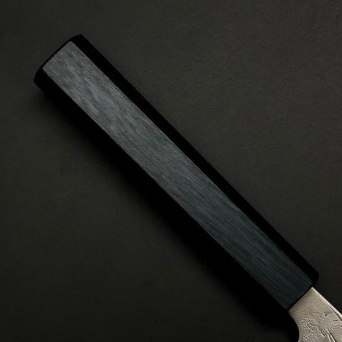 Santoku Sweden Stainless Steel Nashiji Washi Damascus Dark Blue Urushi Handle 165mm (6.5”)-[Musashi]-[Japanese-Kitchen-Knives]