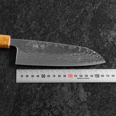 Santoku Sweden Steel Miroir Nashiji Washi Damas Manche Yaki Urushi 165mm-[Musashi]-[Couteaux de cuisine japonais]