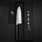 Santoku Sweden Steel Nashiji Washi Damas Manche Urushi Bleu Sombre 165mm-[Musashi]-[Couteaux de cuisine japonais]