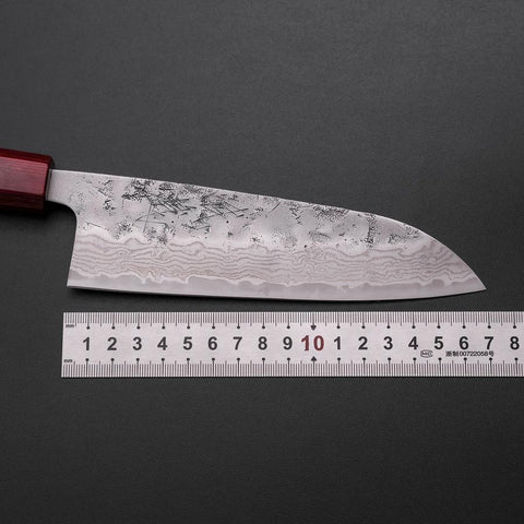 Santoku Sweden Steel Nashiji Washi Damas Manche en Noyer 165mm-[Musashi]-[Couteaux de cuisine japonais]