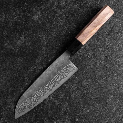 Santoku Sweden Steel Nashiji Washi Damas Manche en Noyer Noir 165mm-[Musashi]-[Couteaux de cuisine japonais]