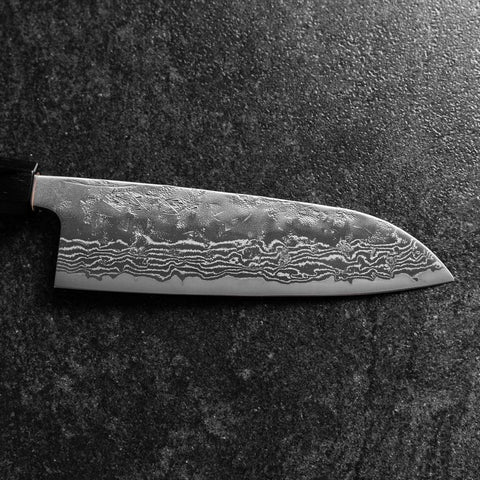 Santoku Sweden Steel Nashiji Washi Damas Manche en Noyer Noir 165mm-[Musashi]-[Couteaux de cuisine japonais]