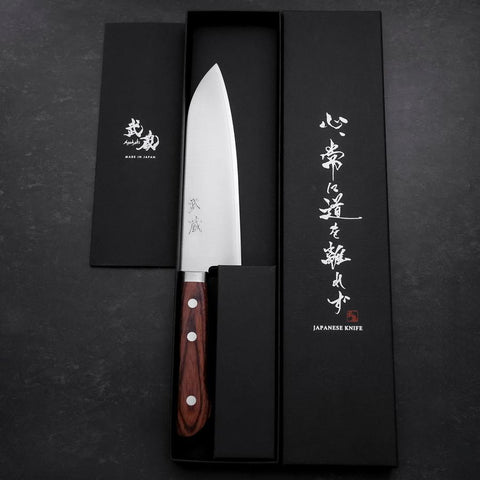 Santoku VG-1 Bokashi Manche Occidental en Acajou 165mm-[Musashi]-[Couteaux de cuisine japonais]