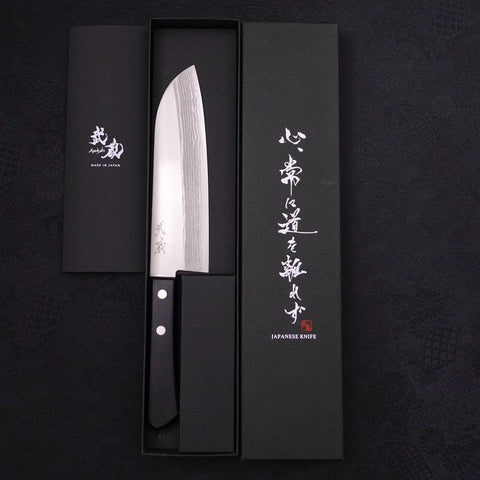 Santoku VG-1 Damas Manche Occidental Noir 170mm-[Musashi]-[Couteaux de cuisine japonais]