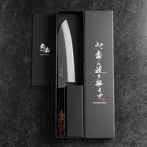Santoku VG-1 Kasumi Manche Urushi Brûlé 180mm-[Musashi]-[Couteaux de cuisine japonais]