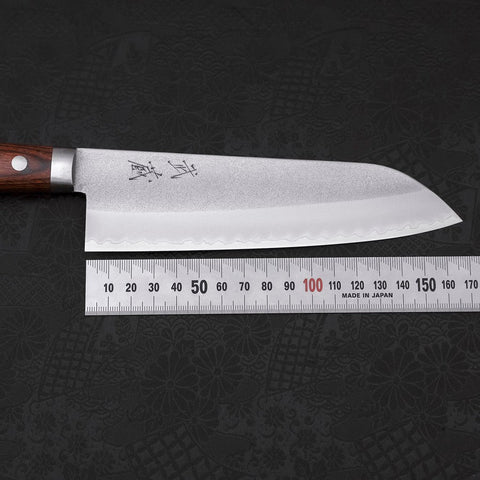 Santoku VG-1 Nashiji Manche Occidental Rouge 170mm-[Musashi]-[Couteaux de cuisine japonais]