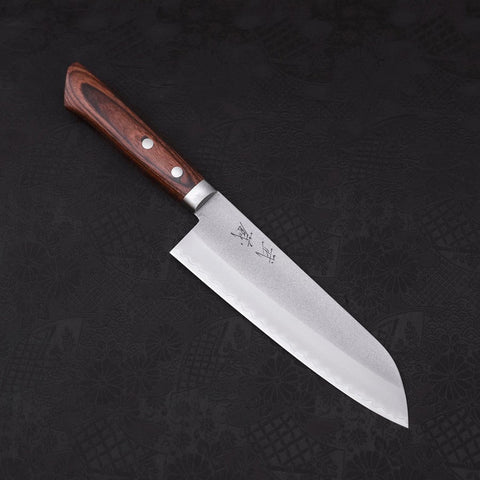 Santoku VG-1 Nashiji Manche Occidental Rouge 170mm-[Musashi]-[Couteaux de cuisine japonais]