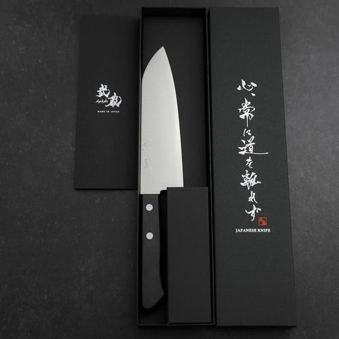 Santoku VG-1 Poli Manche Occidental Bleu Sombre 165mm-[Musashi]-[Couteaux de cuisine japonais]