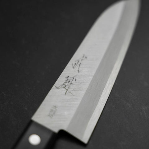 Santoku VG-1 Polished Western Black Handle 165mm (Tsuba-nashi)-[Musashi]-[Japanese-Kitchen-Knives]